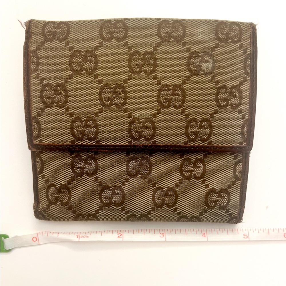 Gucci Tan and Brown Monogram Wallet